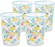 4-częściowy zestaw szklanek Flowers & Fruits 510 ml, niebieski