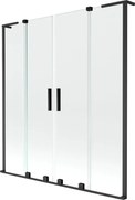 Mexen Velar L Duo parawan nawannowy 2-skrzydłowy rozsuwany 150 x 150 cm, transparent, czarny - 896-150-003-02-70