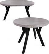 Stół okrągły Ø 80 cm mały rozkładany do 130 cm Czarny + BETON JASNY 6 osób