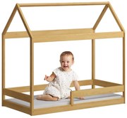 Skandynawskie drewniane łóżko z materacem, sosna Z4-W40