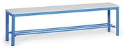 Ławka do szatni z półką na buty, siedzisko - laminat, długość 1500 mm, niebieska