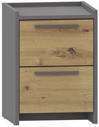 Wąska szafka nocna z szufladami dąb artisan + antracyt K6-D60