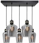 Lampa wisząca, 5 kloszy, czarna, złota RICHMOND BLACK / GOLD 5xE27 Prostokąt