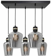 Lampa wisząca, 5 kloszy, czarna, złota RICHMOND BLACK / GOLD 5xE27 Prostokąt