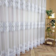 Firana haftowana Aurora tiul siatka trzy pasy - wys. 270 cm