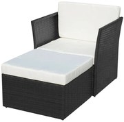 Czarny fotel ogrodowy z podnóżkiem B8-F31