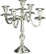 Świecznik pięcioramienny, srebrny, 30 cm