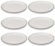 Talerze obiadowe porcelanowe ALIX, czarna obwódka, 6 sztuk x Ø 27 cm