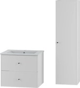 Biały Zestaw do Łazienki 60cm Szafka z Umywalką Słupek Marco