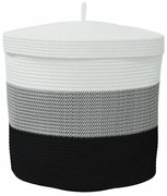 Bawełniany kosz na pranie z pokrywą biały + czarny F1-D20