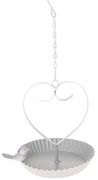 Zawieszana metalowa karmnik Bird´s heart biały, 18x 21 cm