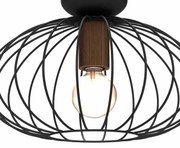 Lampa sufitowa MERIDIANO 1xE27, klosz druciany, czarna, loftowa