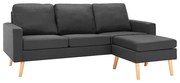 3-osobowa ciemnoszara sofa z podnóżkiem K5-S14