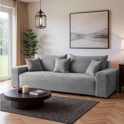 Sofa Rozkładana z Pojemnikiem Cordo z Szarym Welurem Sztruksowym 265 cm