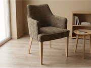 Nowoczesne krzesło Diamond z podłokietnikami i drewnianymi nogami