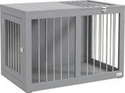 PawHut Buda dla psa, Klatka dla psa, Transportowa klatka dla psów, 2 drzwi, zamykane na klucz, Kratki ze stali, 80 cm x 50 cm x 56,5 cm, Szary