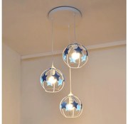 Żyrandol dziecięcy na lince STARS 3xE27/15W/230V niebieski/biały