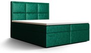 Łóżko kontynentalne Remi z pojemnikiem ciemno zielone, welur