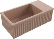 Umywalka betonowa ryflowana nablatowa / wisząca prostokątna 60 x 30 cm WELLE Czarna | różne kolory : Kolor - Różowy, Typ montażu - nablatowa