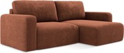 Narożnik prawostronny z funkcją spania - z tkaniny szenilowej - terakota - KONA