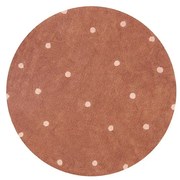 Ceglasty bawełniany dywan dziecięcy tkany ręcznie odpowiedni do prania ø140 cm Round Dot Chestnut – Lorena Canals