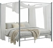 Szare metalowe łóżko dwuosobowe z baldachimem 200x200 cm M9-P42