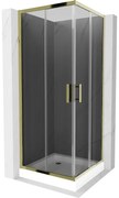 Mexen Rio kabina prysznicowa kwadratowa 80 x 80 cm, grafit, złota + brodzik Rio, biały - 860-080-080-50-40-4510
