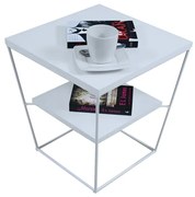 Kwadratowy Stolik Biały Kawowy Z Półką T5-K86