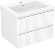 Mexen Rivel szafka łazienkowa 60 cm z umywalką Otis, 2 szuflady, ryflowana , biała mat - 91A20-06047-2-BFF01-W18M01