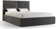 Ciemnoszare tapicerowane welurem łóżko z pojemnikiem 4 rozmiary P1-M71
