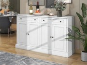 Buffet z 4 drzwiami i 2 szufladami - drewno - wysokość 150cm - Biały antyczny