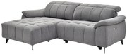 Kanapa narożna lewostronna z elektryczną funkcją relax i szarą teksturowaną tapicerką - CELTIMO