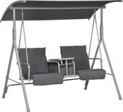 Outsunny Huśtawka Hollywood dla 2 osób z daszkiem i stolikiem, metalowa konstrukcja, do 180 kg, 175x110x165 cm, Czarny