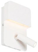 Lampa ścienna biała z wbudowanym LED z USB i lampką do czytania z przełącznikiem - Robin Nowoczesny Oswietlenie wewnetrzne