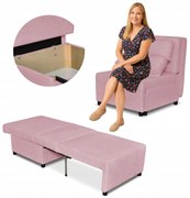 Fotel rozkładany f spania KIMO pojemnik na pościel Family Meble Hunter róż