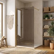 Kabina prysznicowa Walk-In Rea Flexi Brown / Brush Gold 90