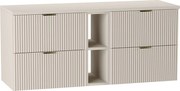 Szafka pod umywalkę WENA, z regałem, ryflowane fronty, Willy, 140x60x47 cm, Kaszmir