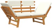 Drewniana rozkładana ławka ogrodowa z poduszkami E6-M82