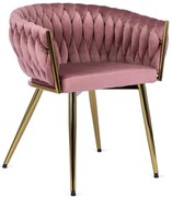 Różowe krzesło fotelowe welurowe glamour T9-W48