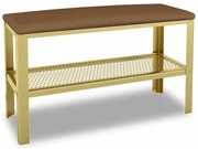 Nowoczesne siedzisko z półką na buty złoty + ciemny beż R3-A61