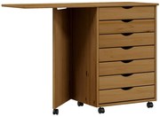 Sosnowe mobilne biurko rozsuwane miodowy brąz H2-F40