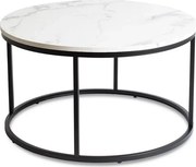 Stolik Kawowy CONNY MAX 80 cm Biały Marmur/Czarny Nowoczesny Glamour