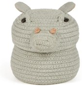 Jasnoszary tekstylny dziecięcy kosz na zabawki ø 15x15 cm Mini Henry the Hippo – Lorena Canals