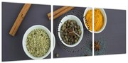 Obraz - przyprawy (z zegarem) (90x30 cm)