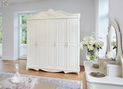 Duża szafa do sypialni Alize, kolor ecru, wymiary 223x248 cm. Szafa z półkami, szuflady. Szafa do sypialni. Meble La Perle.