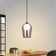 NETTLIFE Lampa wisząca do jadalni Lampa wisząca ze szkła vintage 1 płomień G9 czarny regulowana wysokość