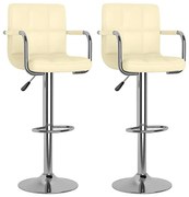 Krzesła kremowe barowe z regulowaną wysokością D2-F05
