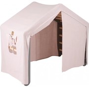 Duży Domek Z Drabinką Dla Dzieci 112x61x94 Cm Składaną Do Pokoju. Drewno, Len, Wiskoza, Różowy Domek, Szara Drabinka. - Meowbaby®