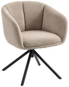 HOMCOM Fotel, Siedzisko z wygodnym siedziskiem, obrotowy, miękki pokrycie, do 120 kg, Jasnobrązowy