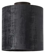 Lampa sufitowa matowa czarna z abażurem z czarnego aksamitu 25 cm - Combi Nowoczesny Oswietlenie wewnetrzne